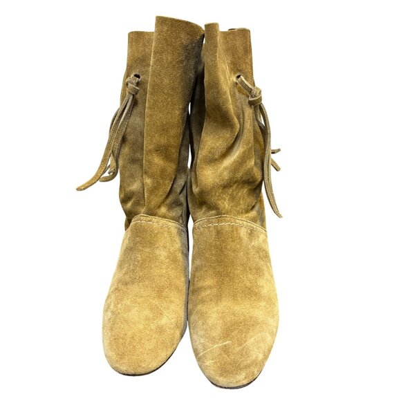 Tory Burch Suede Brown Block Heel Booties Size 7.5 - Picture 3 of 14